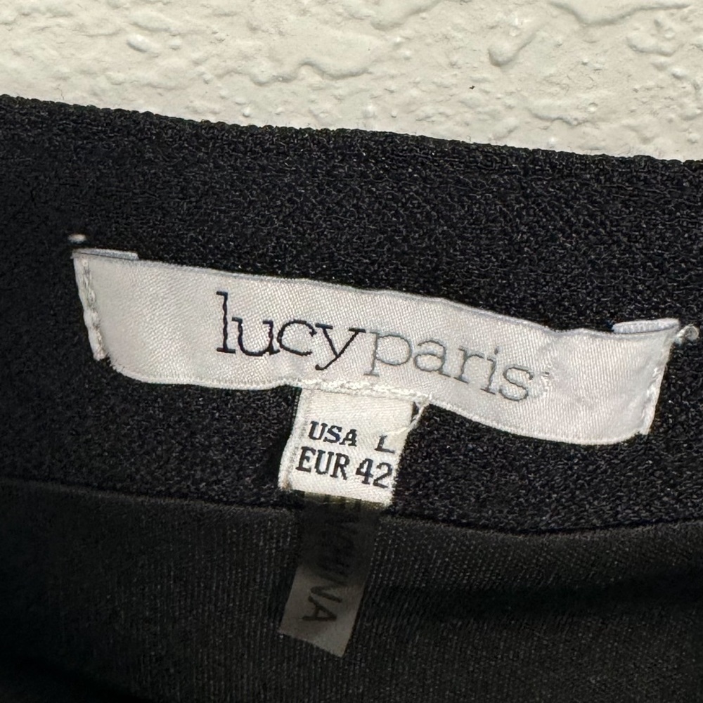 Lucy Paris Womens Front Cut Zipper Straight Pencil Skirt Black w Pockets Size L - Picture 3 of 4